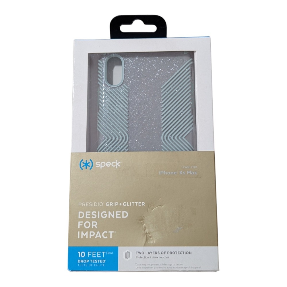 W3. Speck‎ Presidio Grip + Glitter Case For Apple iPhone Xs Max - Gray/Green